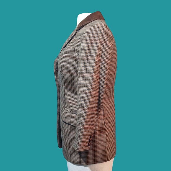 Talbots Vintage Brown Houndstooth Blazer Size 2P Preowned - Picture 3 of 8